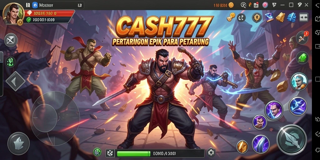 Tangkapan layar gameplay <strong>CASH777</strong> menunjukkan aksi pertarungan yang seru dan mendebarkan.