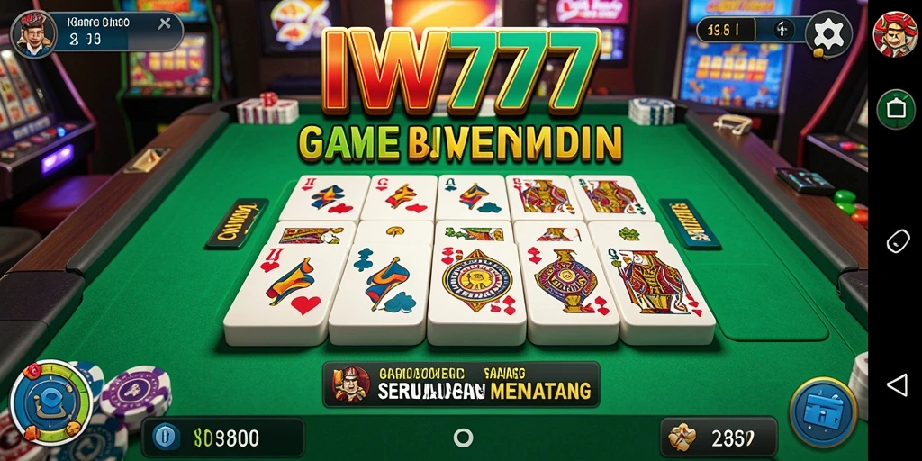 Gameplay IW777 menampilkan aksi permainan Domino yang mendebarkan.