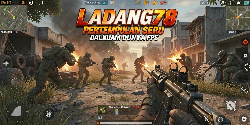 Screenshot LADANG78 menampilkan pertempuran seru dalam mode FPS.