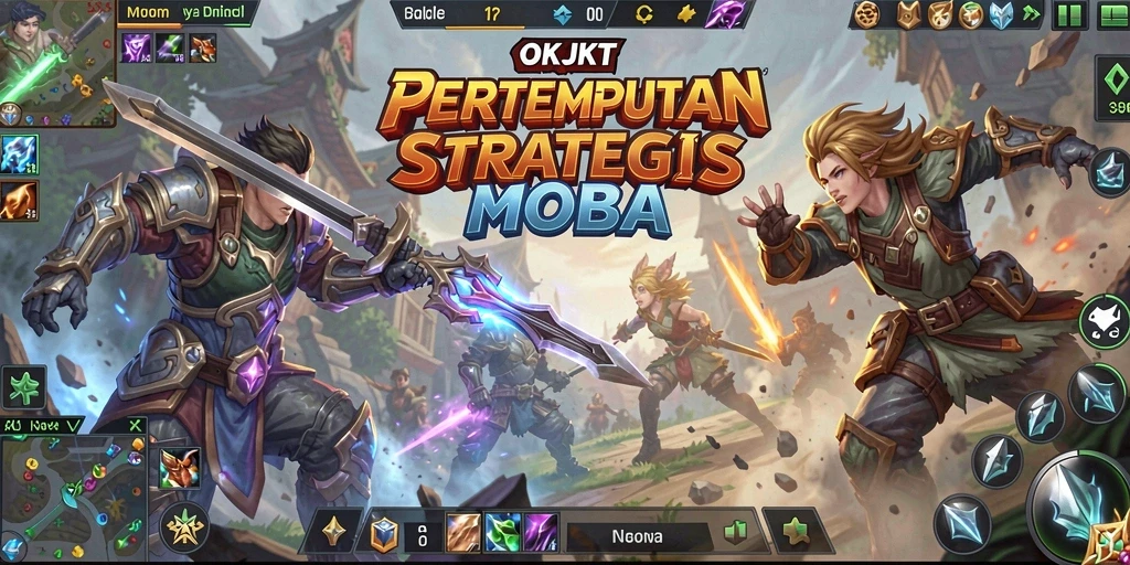 Tampilan aksi mendebarkan di game MOBA OKJKT.