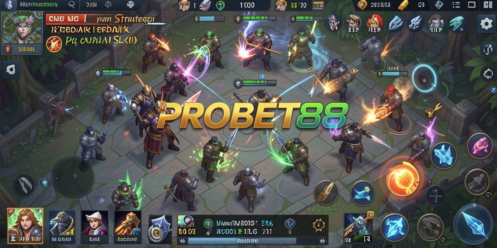 Tangkapan layar gameplay PROBET88 menampilkan pertempuran strategis yang menarik.