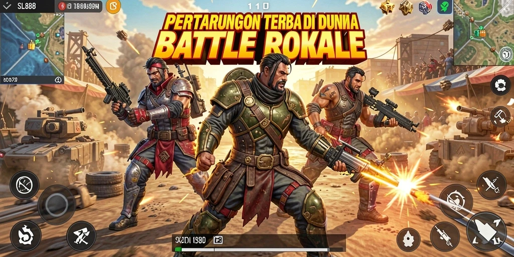Tampilan gameplay seru dalam pertandingan Battle Royale SL888.